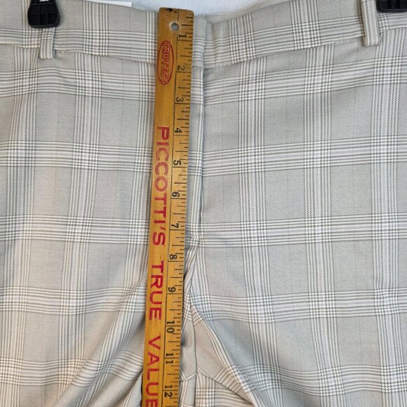 H&M Ankle-Length Plaid Slacks Size 14 Beige Checkered Preppy Academia New - Picture 9 of 10